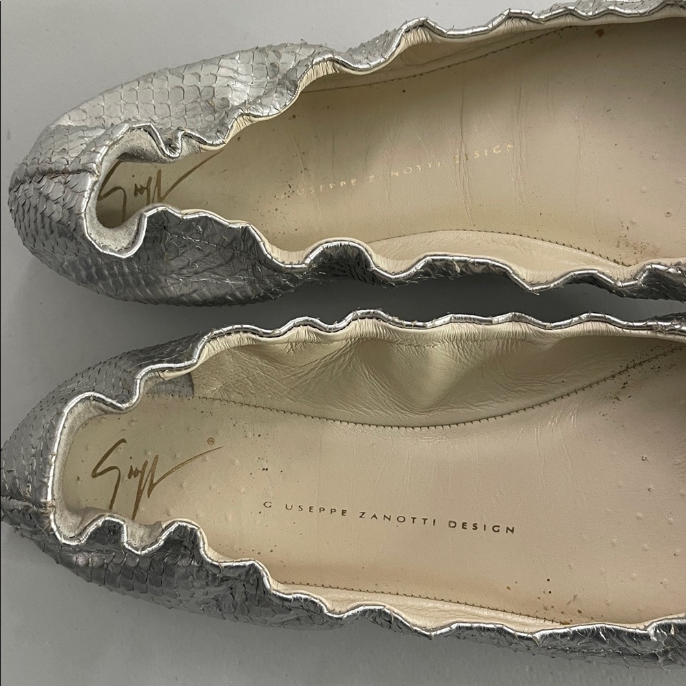Giuseppe Zanotti Silver Python Leather Ballet Fla… - image 2